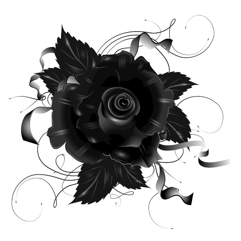 schwarze Gothic Rose mit dunklen Bändern