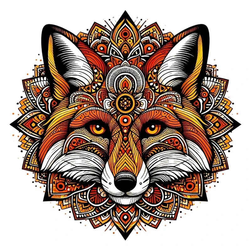 Fox decorated with Mandalas