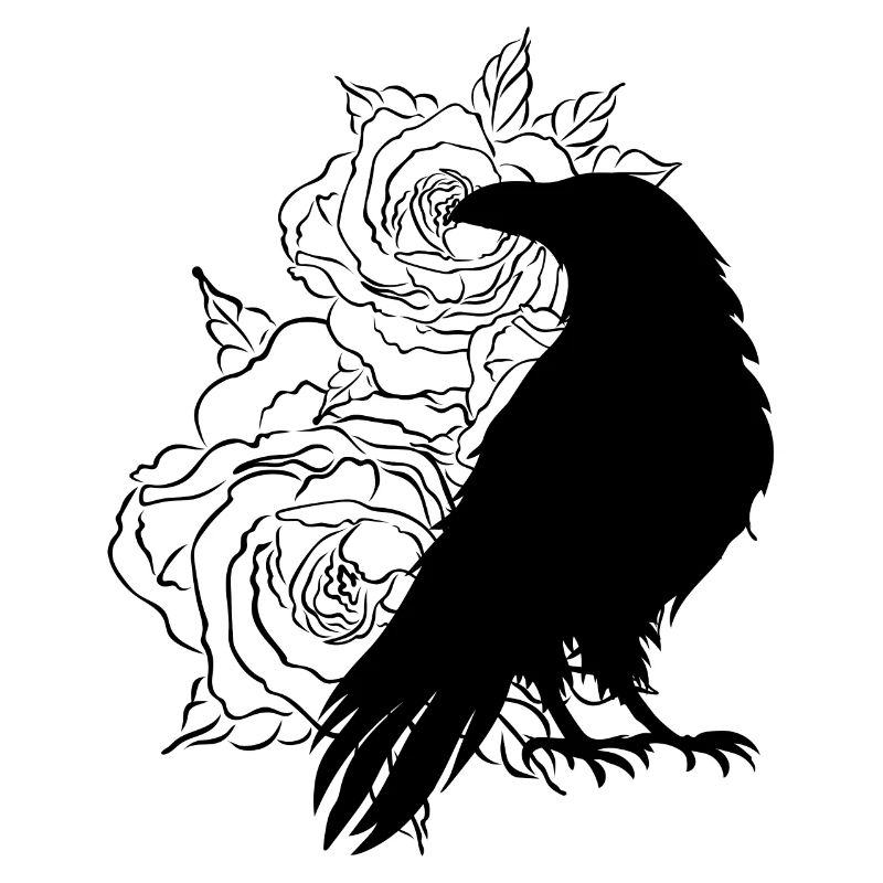 Black Raven Roses Full Moon