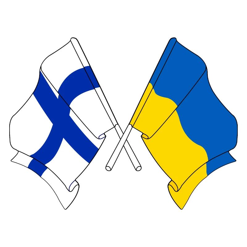Drapeau de la Finlande et drapeau de l’Ukraine
