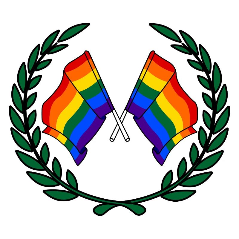 Fahnen Regenbogen im Lorbeerkranz