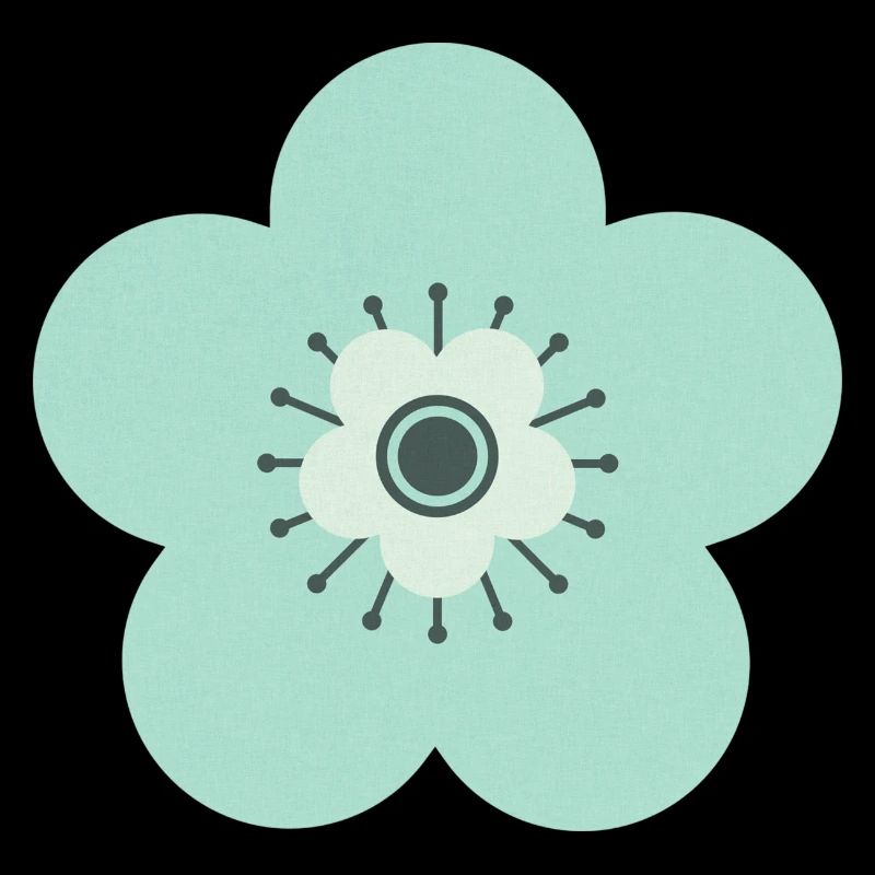 Vert menthe et fleur bleue