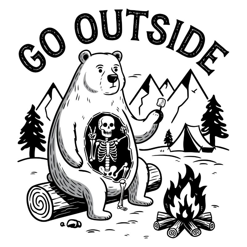 Squelette d’ours feu de camp graphique