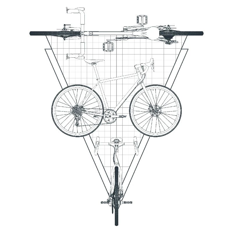 Geometric Bicycle Inside Triangle Emblem