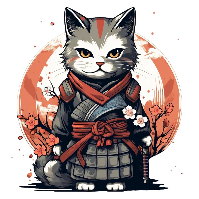 Chat guerrier Chat japonais Chat samouraï