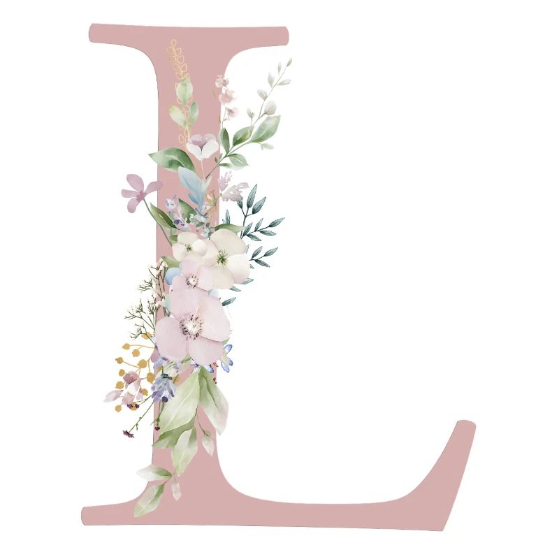 L Monogram, Floral, Personalizable