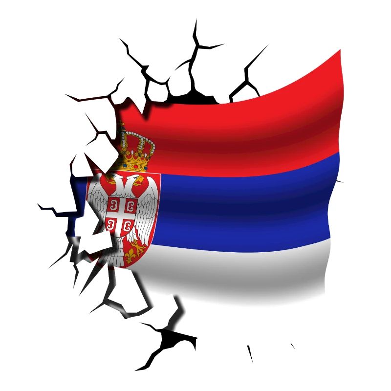 Drapeau de la Serbie - Serbe - Drapeau Broken Design