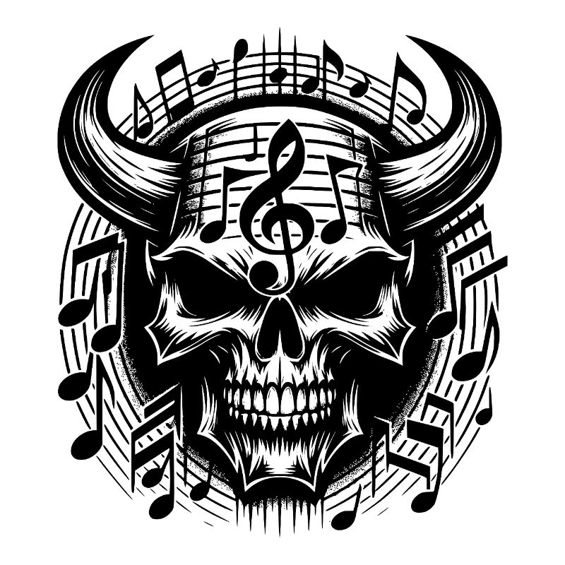 Skull and notes forever Music until death