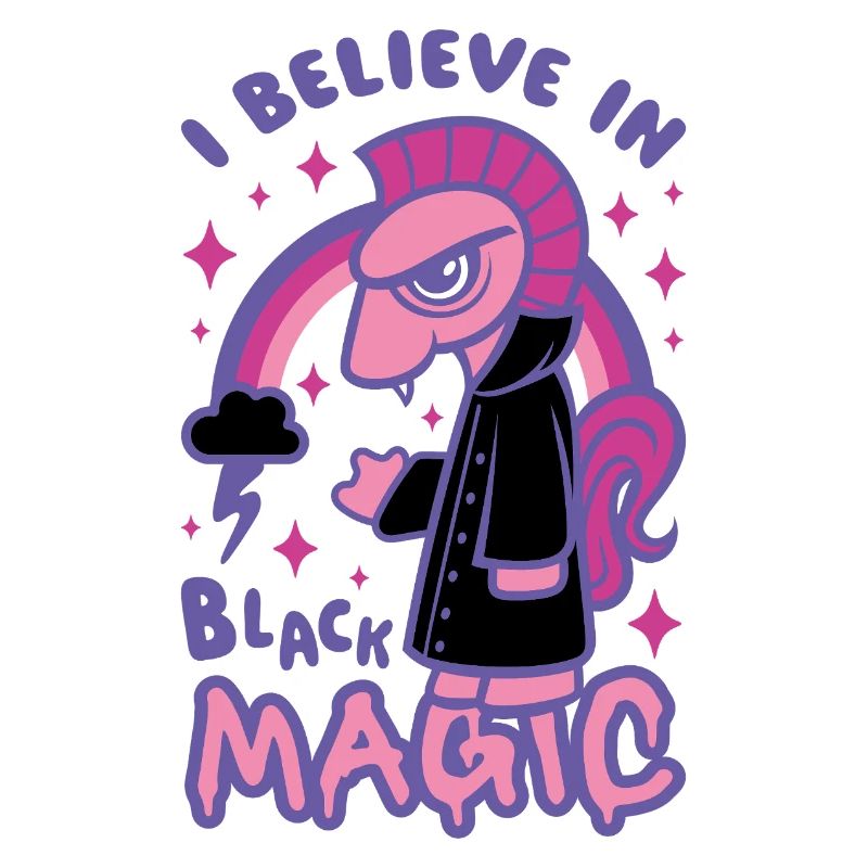Grumpy Pink Pony Believes in Black Magic