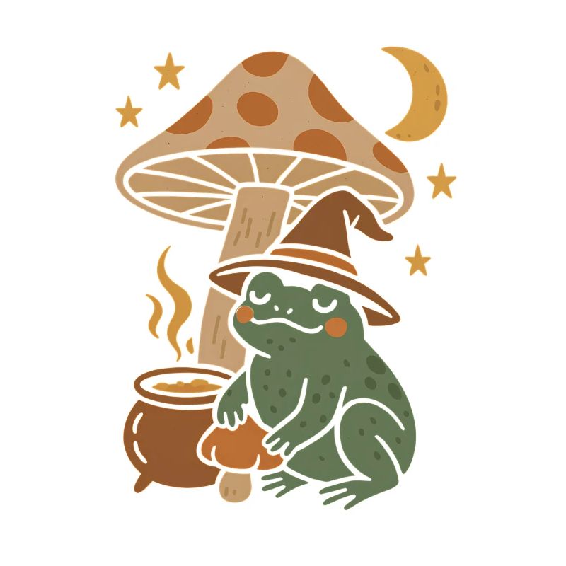 Fairytale magic toad with mushroom &amp; moon