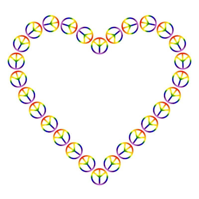 Rainbow Peace Heart Pattern