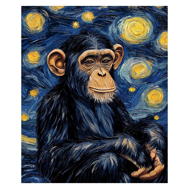 Monkey Chimpanzee Van Gogh Style Starry