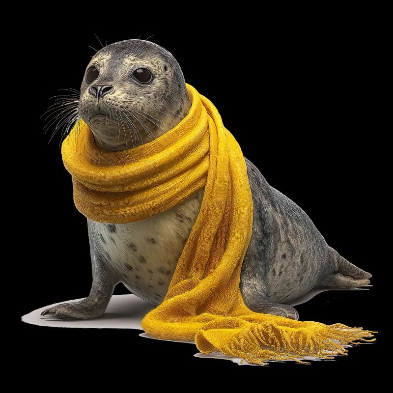 Phoque mignon avec écharpe jaune