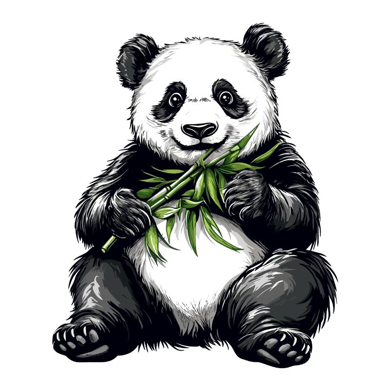 Cute panda bear with bamboo