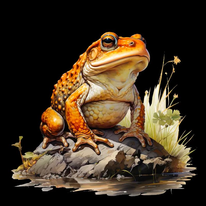 Orange-red frog or toad on stone