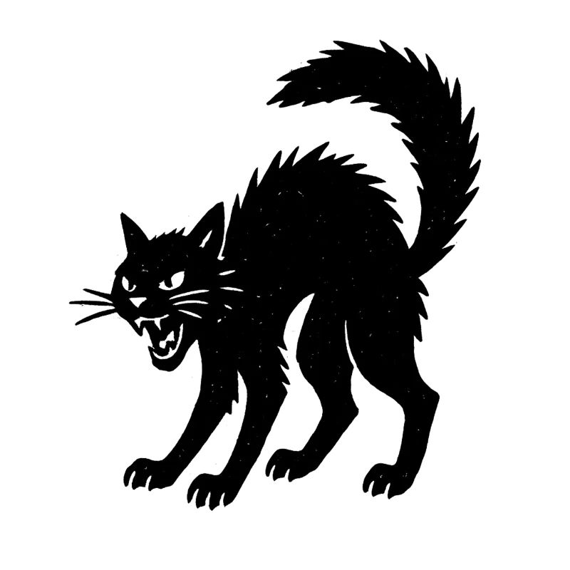 Angry Halloween Shadow Cat Silhouette