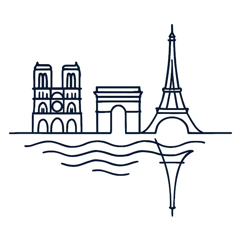Pariser Linien: Eiffelturm und Arc de Triomphe