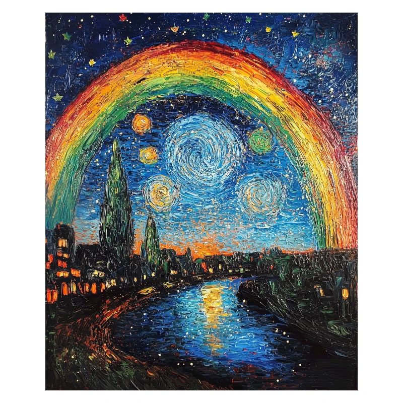Regenbogen Van Gogh Style Starry Night