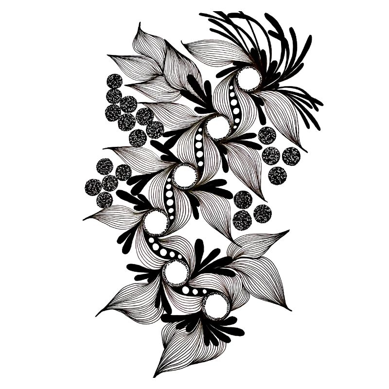 Spirale de fleurs noires et blanches