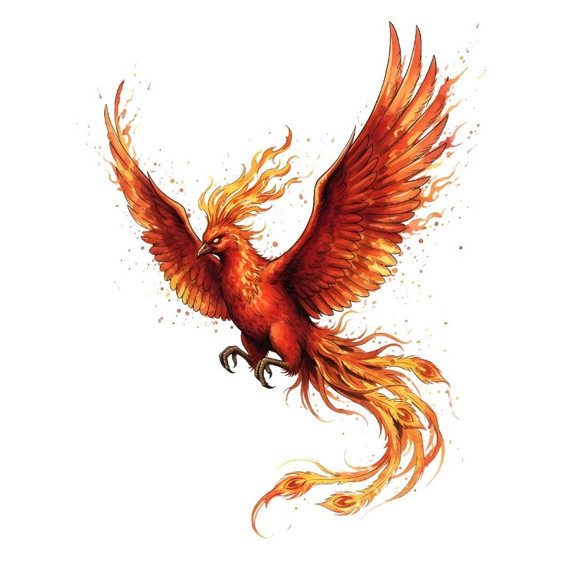 Oiseau de feu Phénix avec ailes de feu