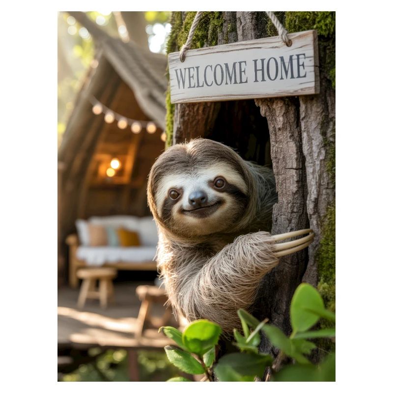 Welcome Home Sloth in Treehouse