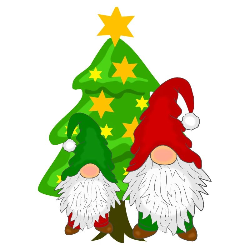 Gnome devant le sapin de Noël