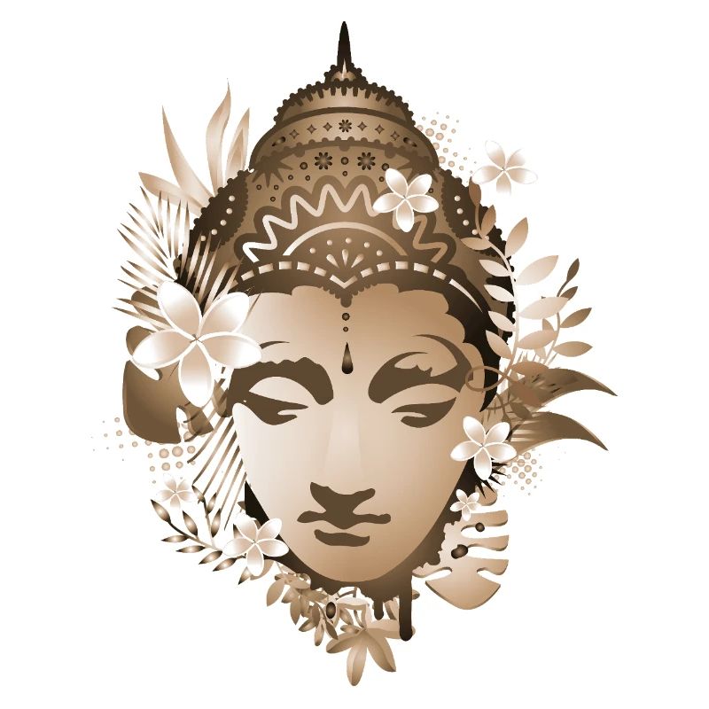 Harmonious Buddha with floral ornaments
