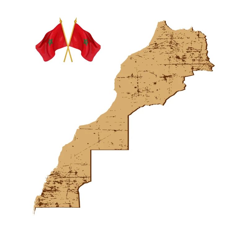 Map Morocco Vintage Flags