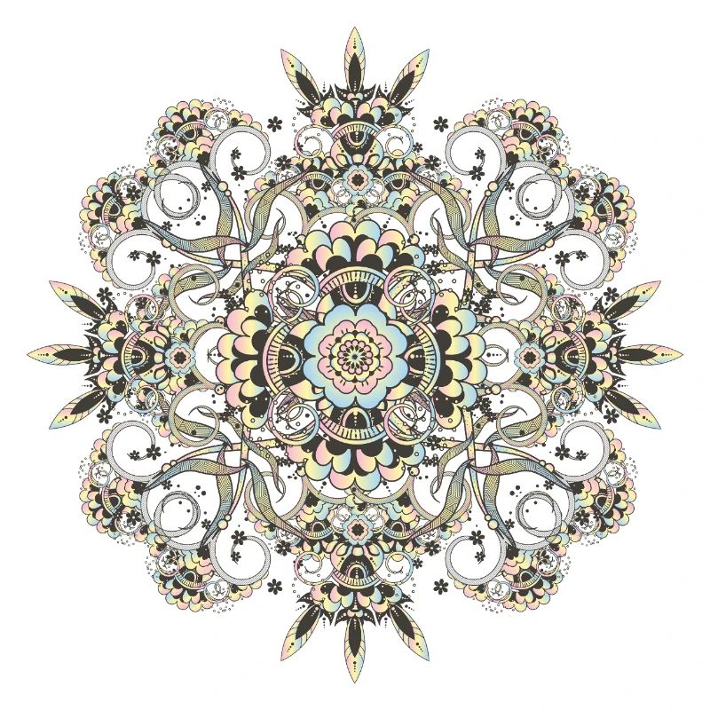 Pastel Mehndi Ornament with Fine Floral Pattern
