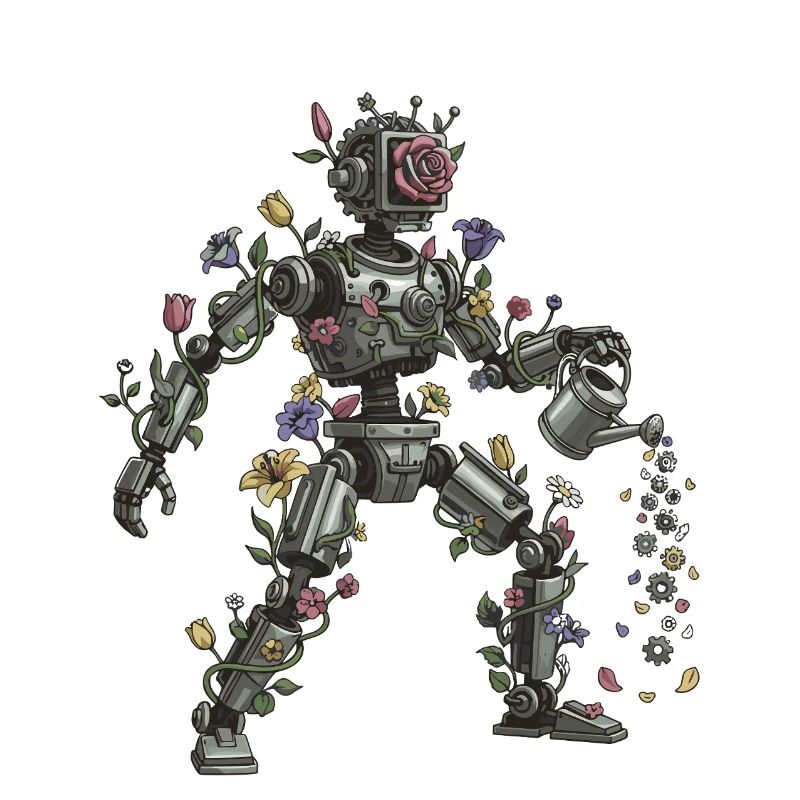 Blooming robot flora art