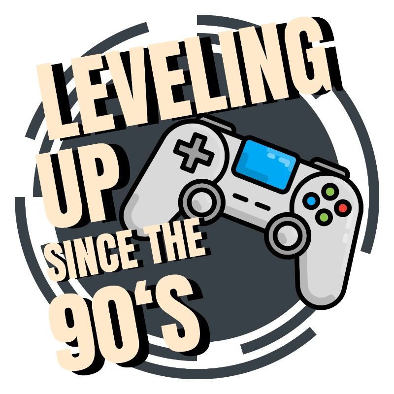 Retro game controller with 90s text