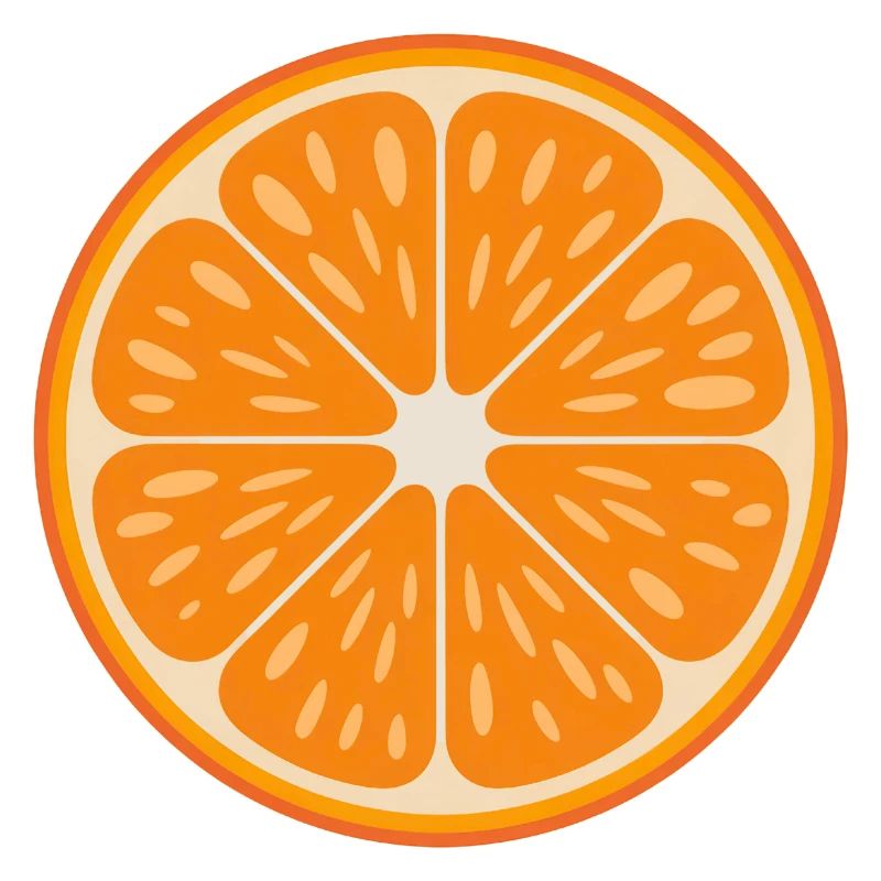 Vibrant Orange Slice Fruit Retro Citrus Art