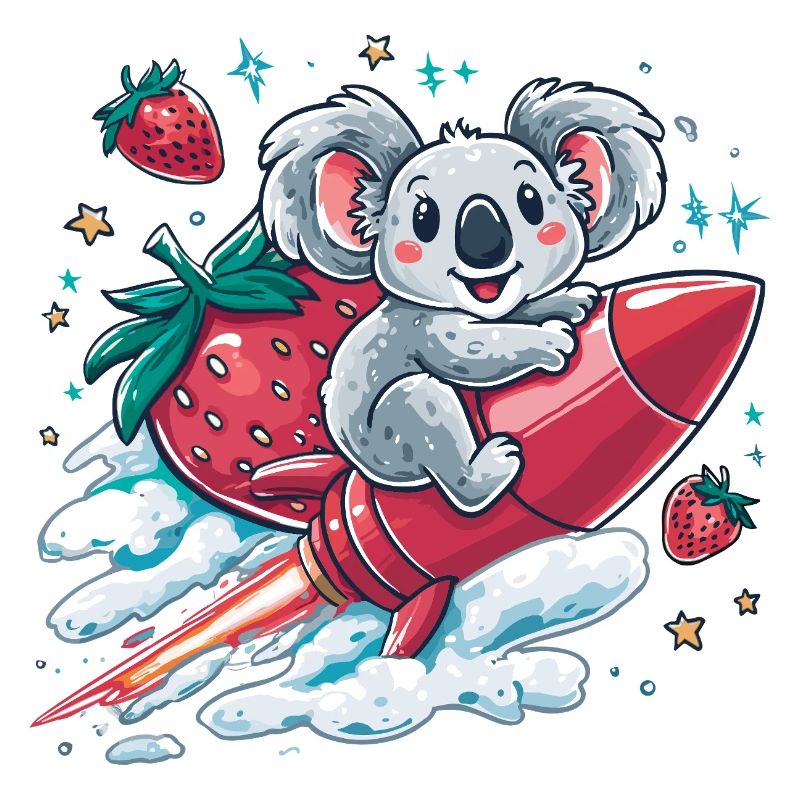 Rocket koala with strawberries