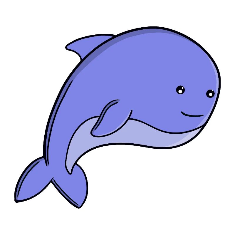 Süßer blauer Fisch-Kawaii-Delfin- oder Schweinswal-Cartoon