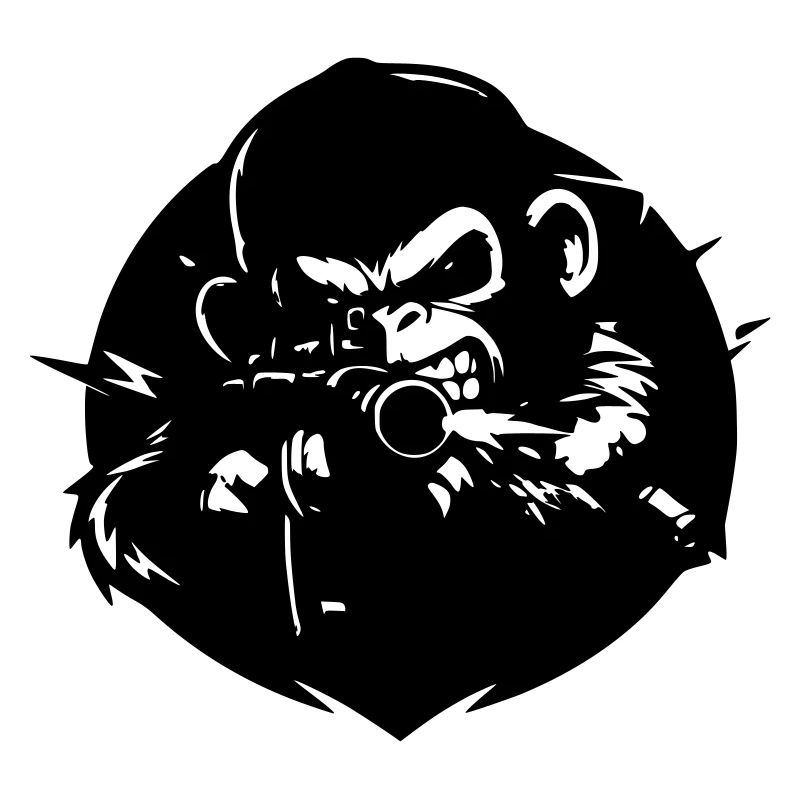 Affe mit Gewehr
