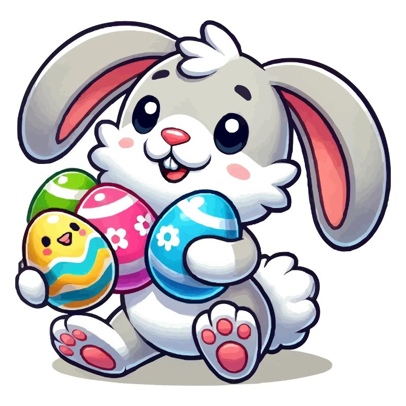 Easter bunny with colorful eggs