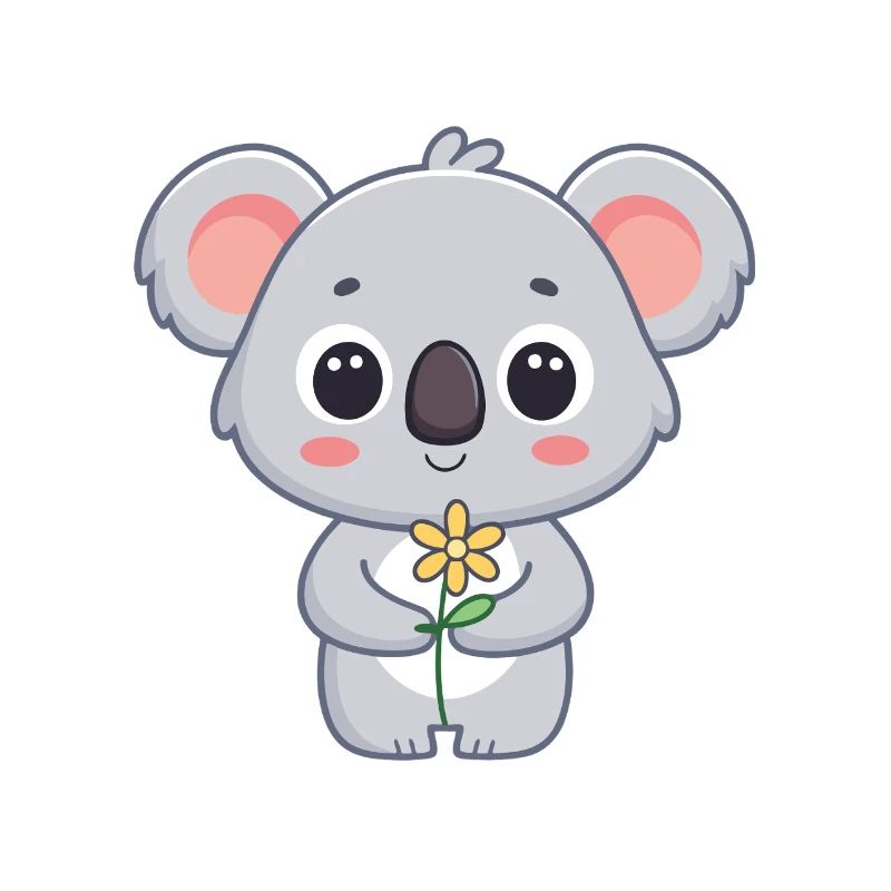 Koala mignon et fleur lumineuse