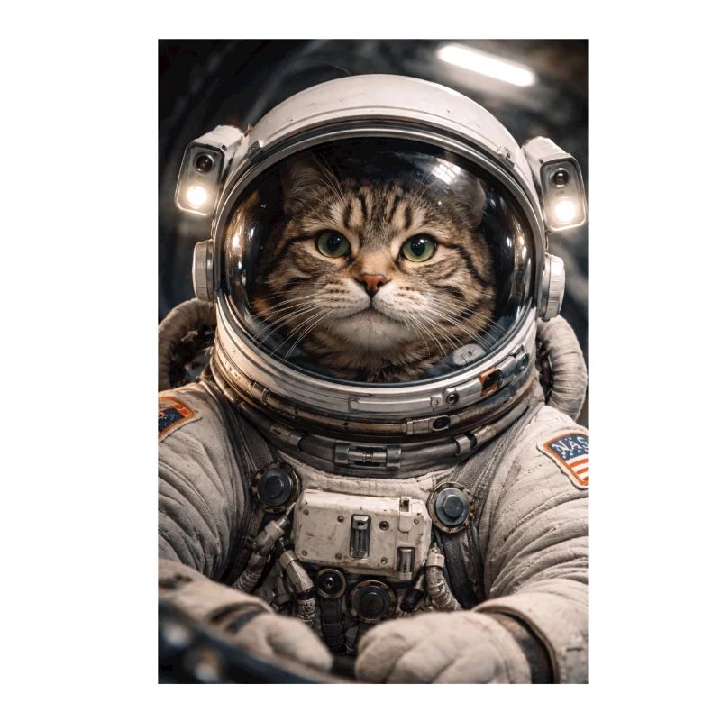 Chat de l’espace en costume d’astronaute