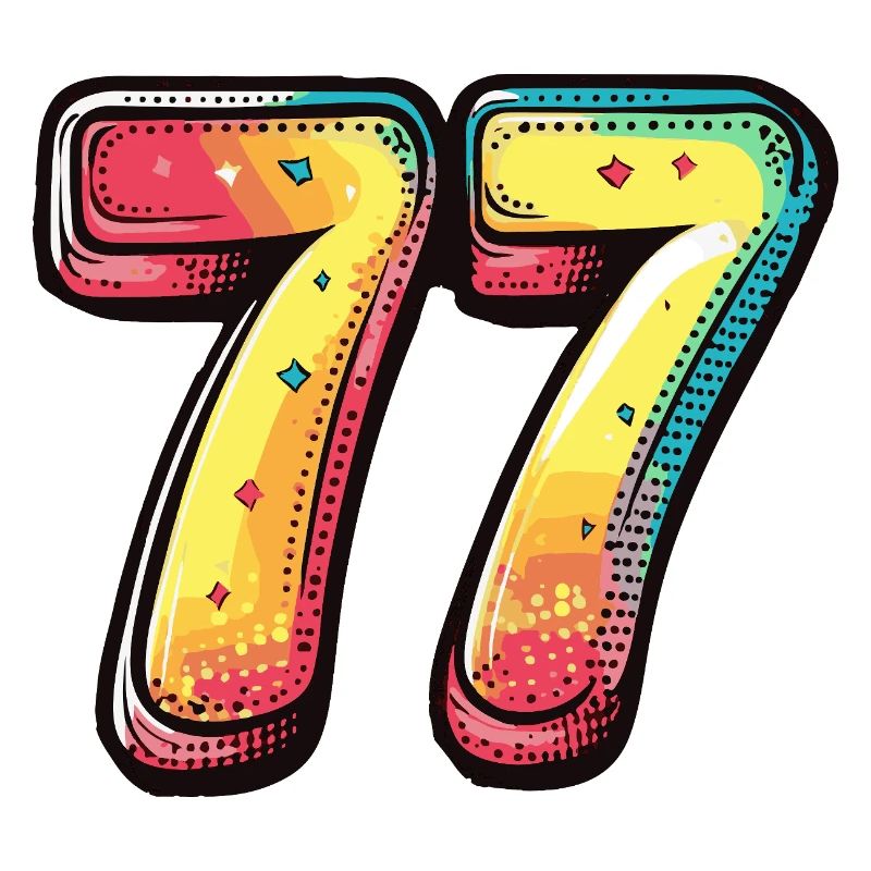 77 Number Multicolored