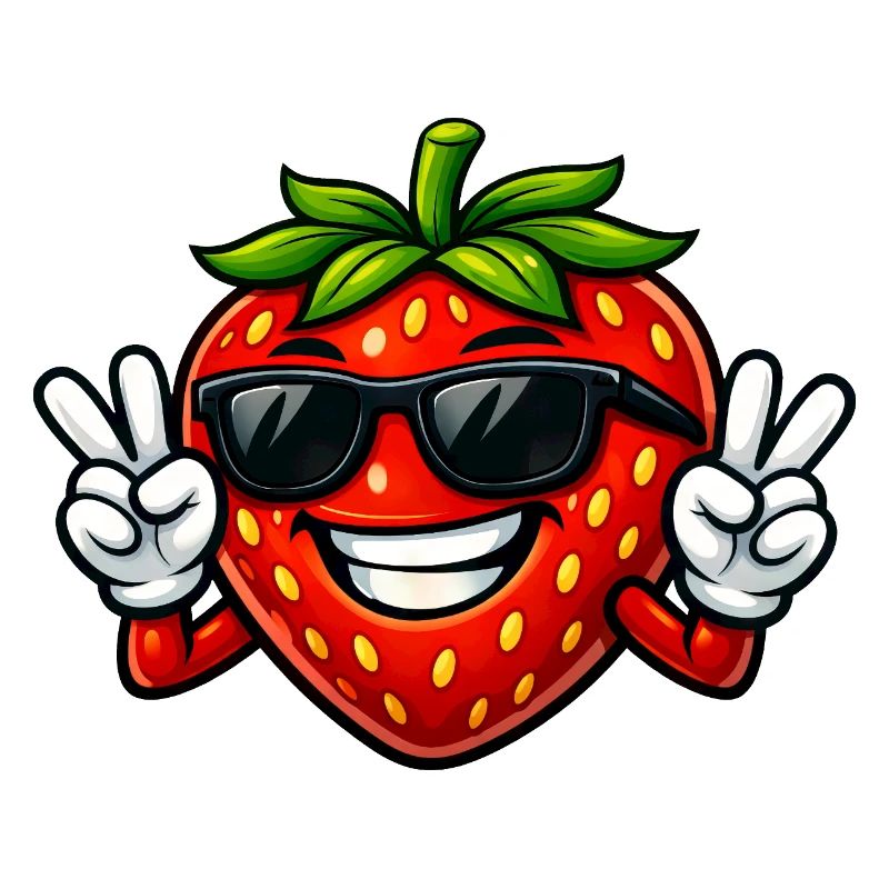 Coole Cartoon Erdbeere Frieden Sommer Obst Comic