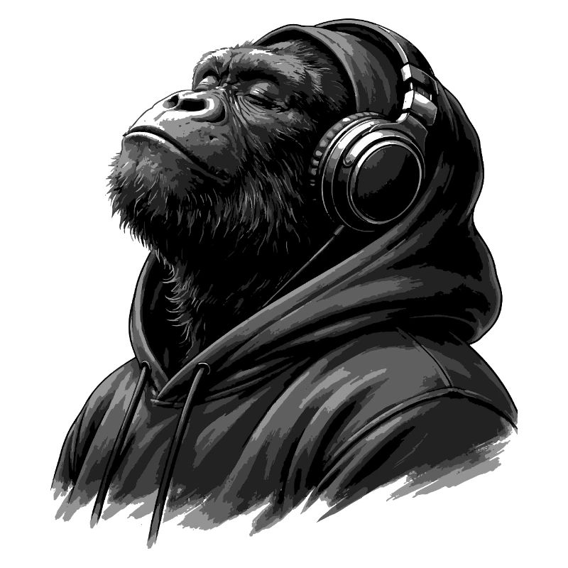 Gorilla schlägt Kapuzenpullover-Porträt