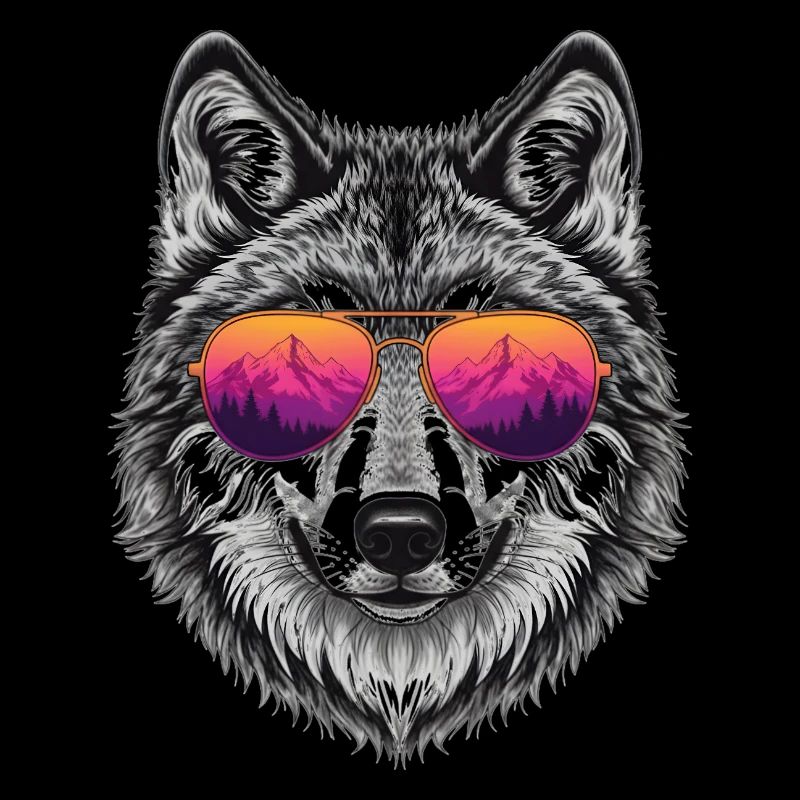 Cool Wolf with Sunglasses Graphic Tee