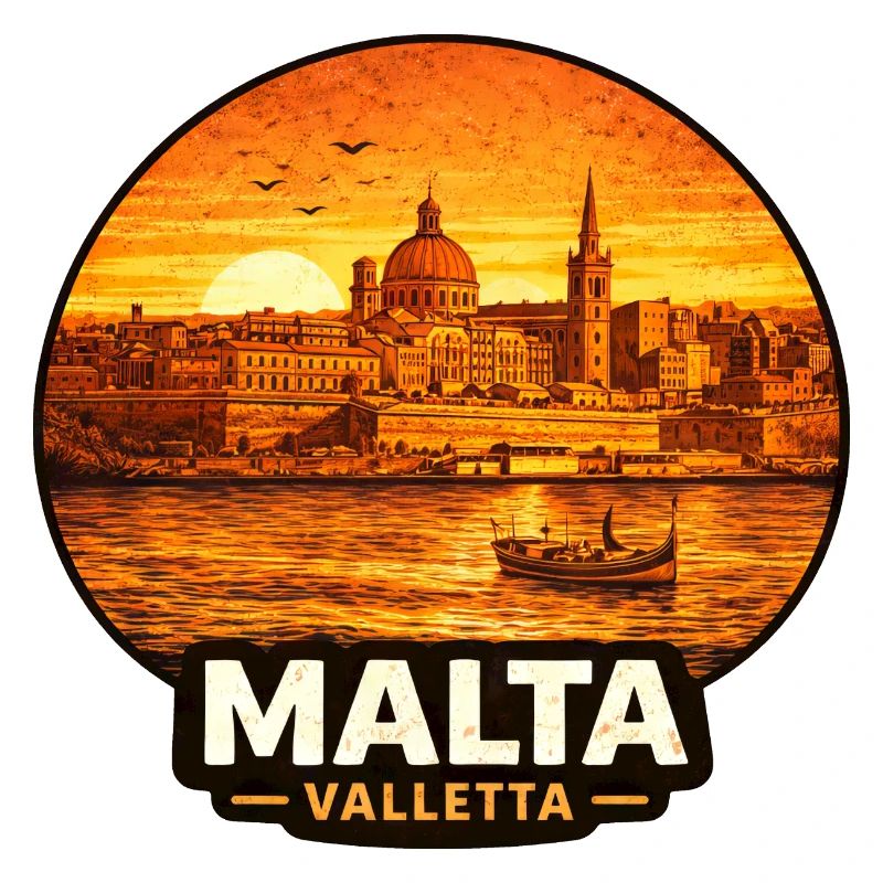 Malta Valletta Skyline Sunset