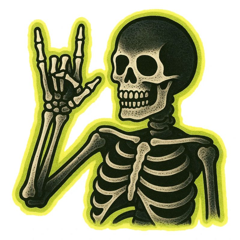 Neon Skeleton Rock Schild