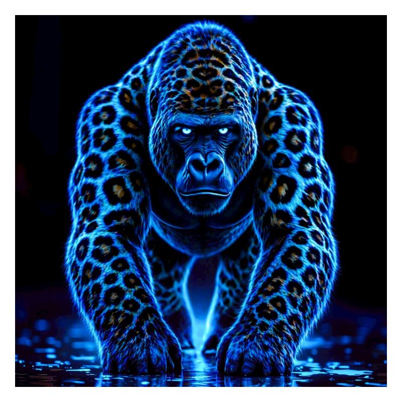 Neon Emperor Gorilla with Leopard Pattern