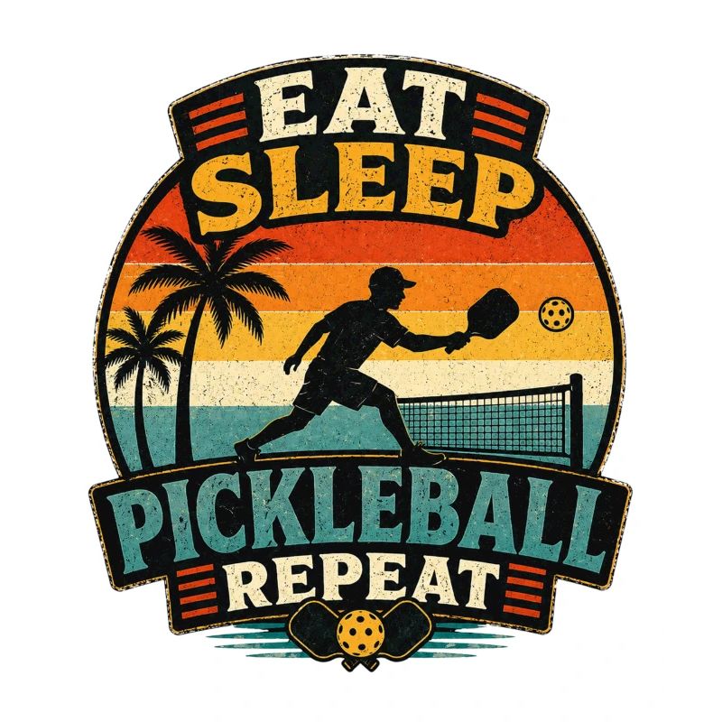 Devise rétro du pickleball : Manger, dormir, répéter
