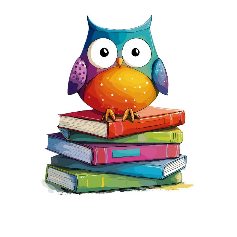 Bücherstapel Eule
