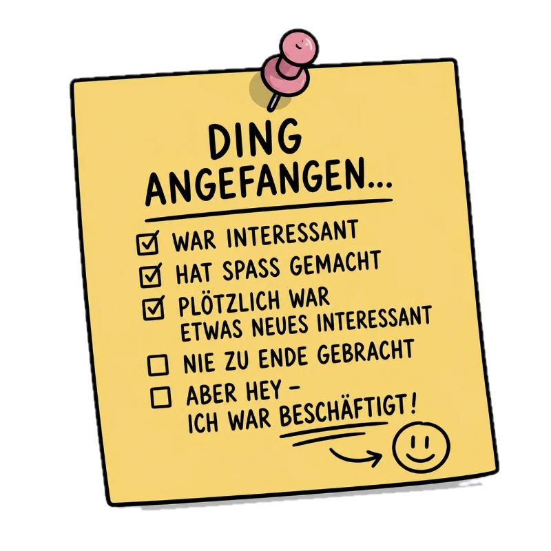 Ding Angefangen Comic Sticky Note