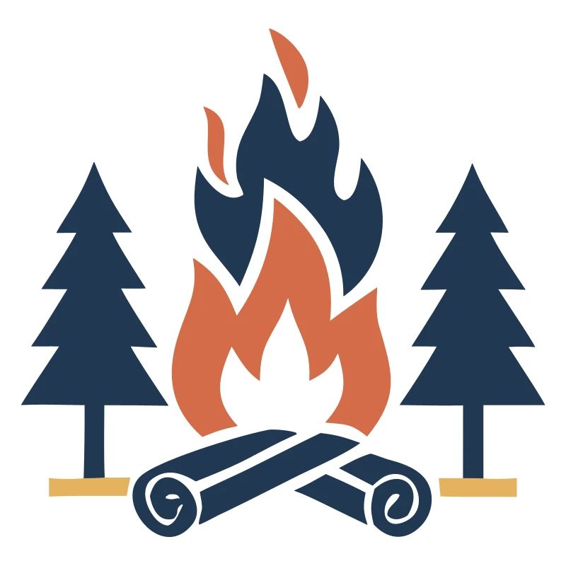 Forêt de sapins de feu de camp