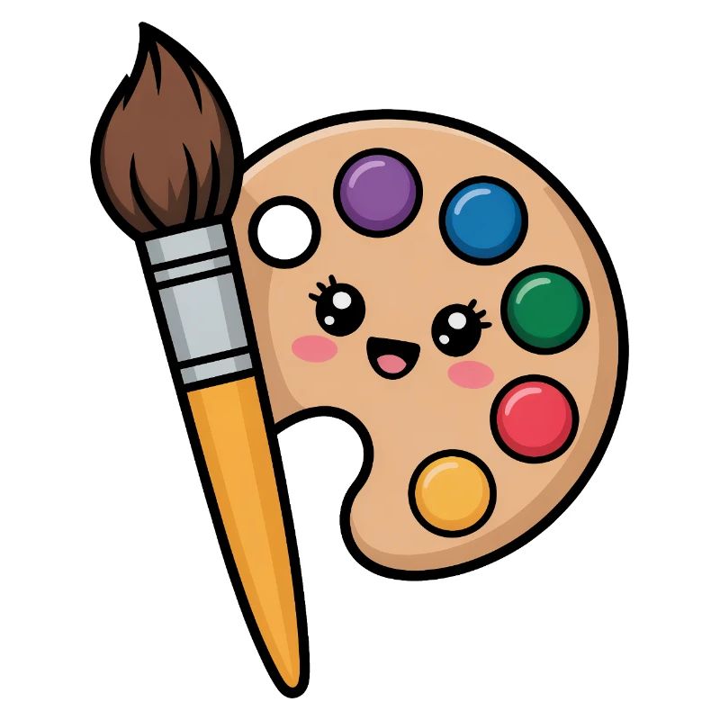 Painter Brush and Paint Palette